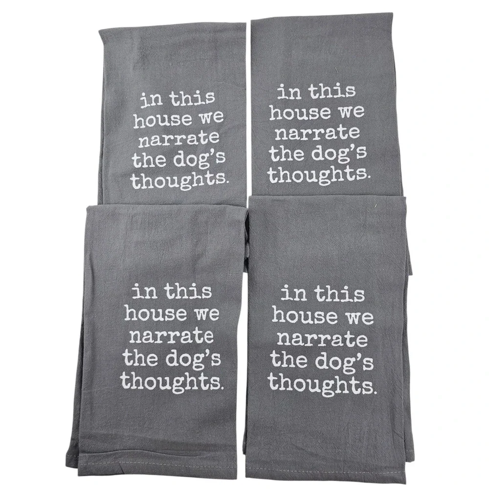 Driftless Studios Gray Dog Lover Kitchen Towels - Narrate the Dog's Thoughts‎